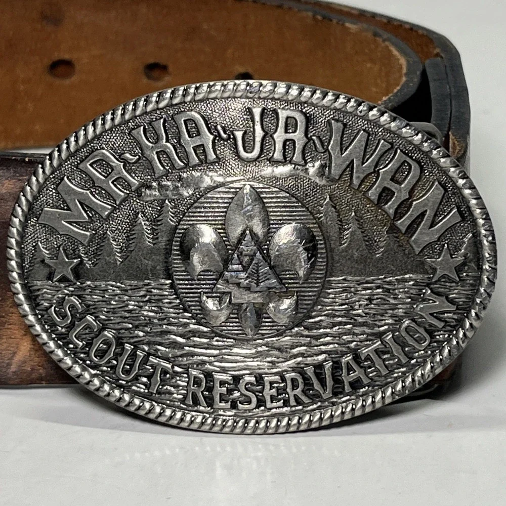 Ma-Ka-Ja-Wan Scout Reservation Camp Belt With Buckle Vintage Lewis Leather